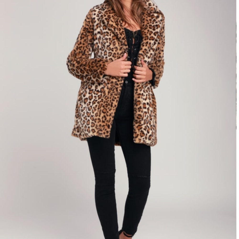 Lulus Harleston Tan Leopard Print Faux Fur Coat